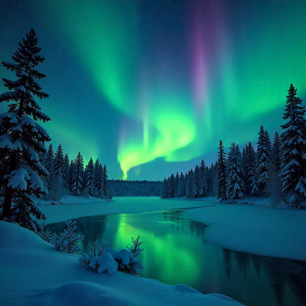 Aurora Over Tampere's Snowy Forest