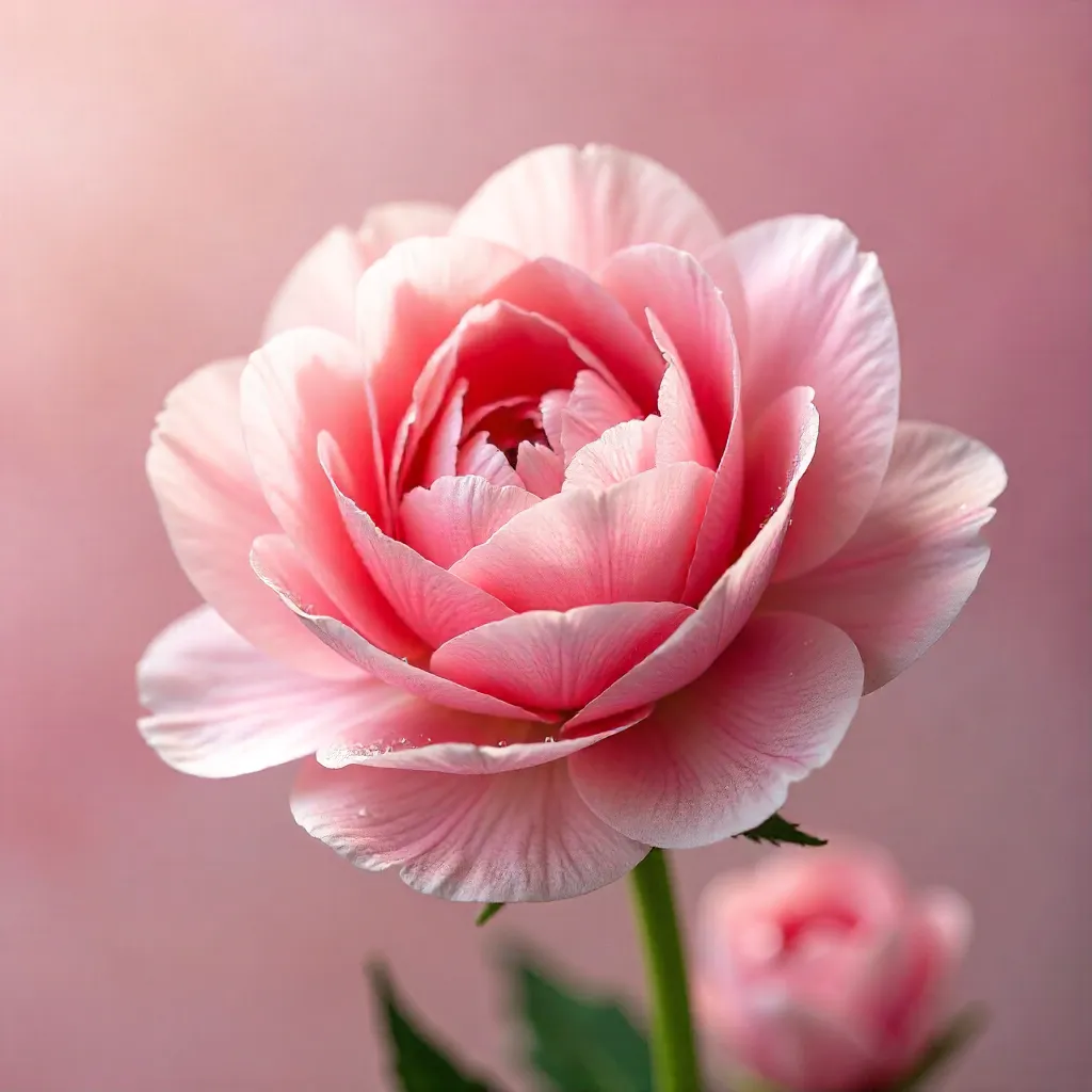 Close-Up of Delicate Pink Ranunculus Petals