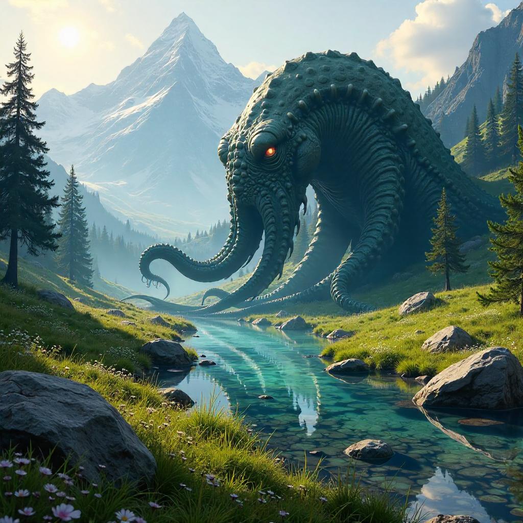 Kraken in the Alpine Meadow Concept Art