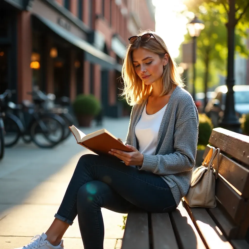 Relaxed Urban Reading at Golden Hour
