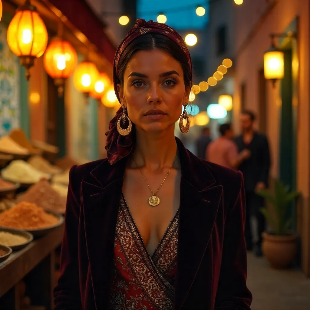 Nocturnal Marrakesh Portrait in Warm Lantern Light
