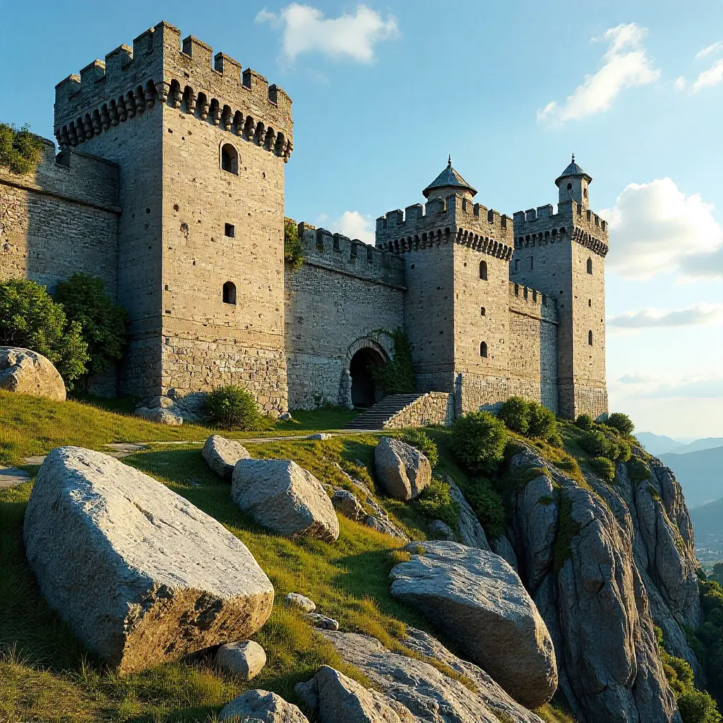Ancient Fortress with Massive Rocks and Weathered Walls