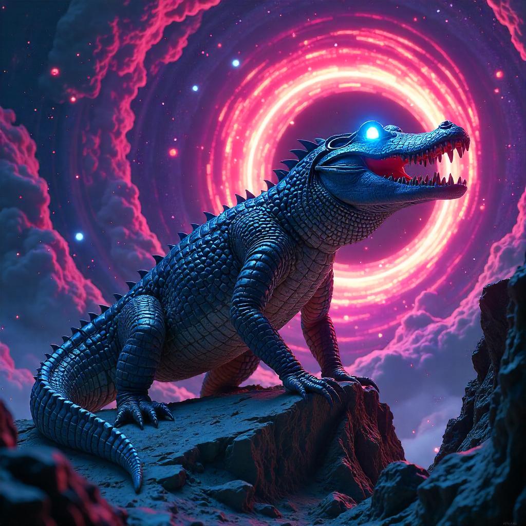 Crocodile Noir: Cyberpunk in a Neon Black Hole