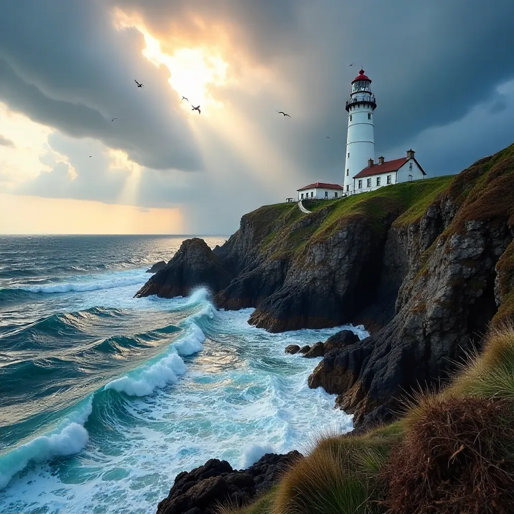 South Stack Lighthouse Under a Dramatic Sky