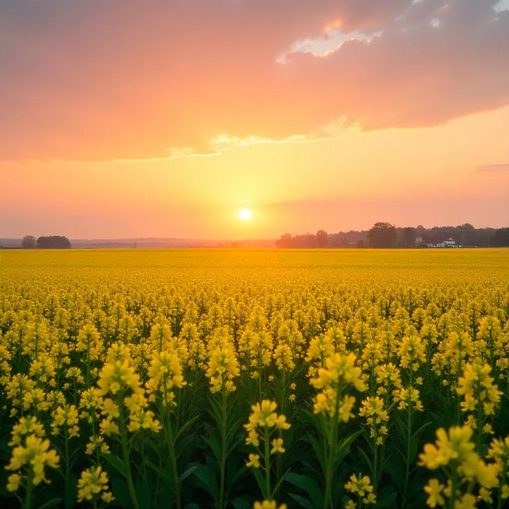Golden Canola Fields at Sunset, Vaslui, Romania