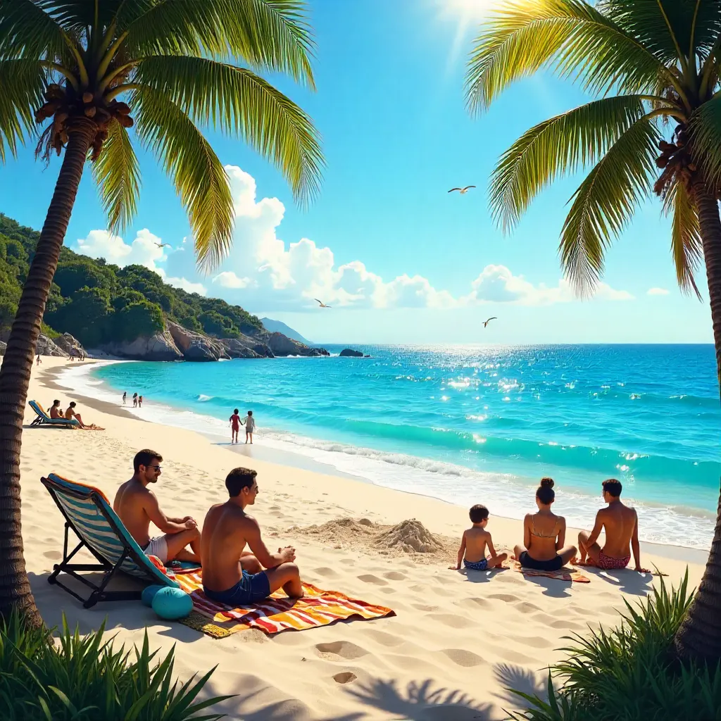 Sunlit Seaside Relaxation by the Sea