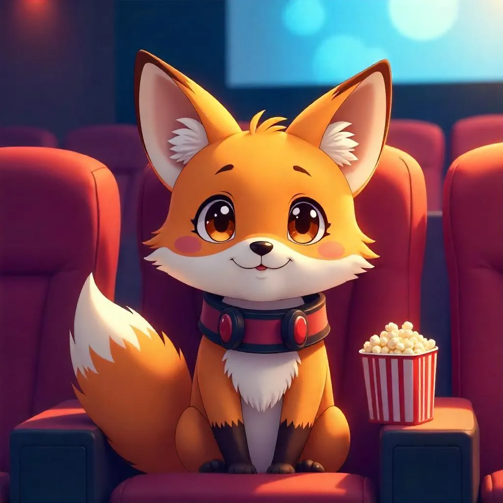 Anime Fox in a Cozy Movie Theater