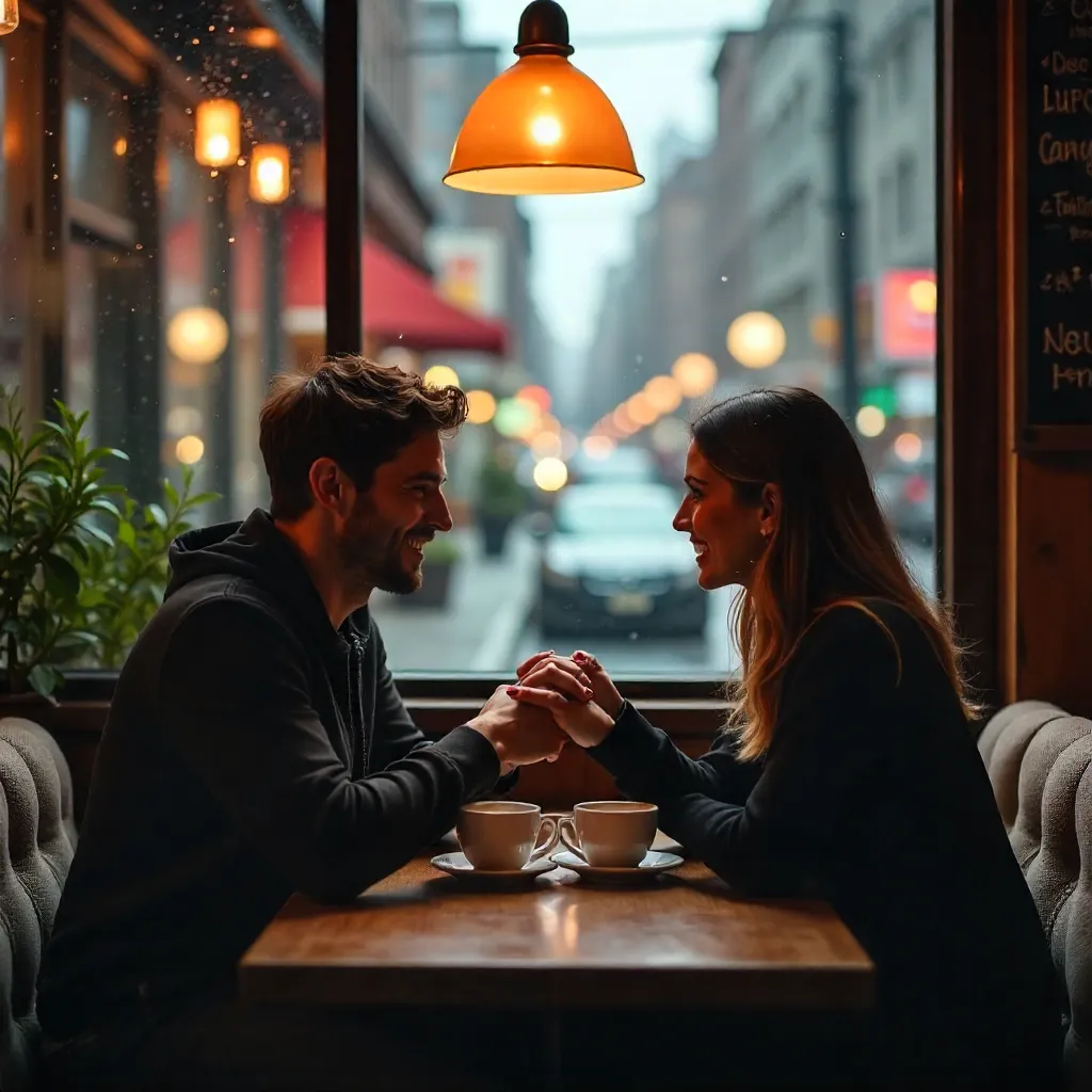 Holding Hands Over Coffee in a Vancouver Café