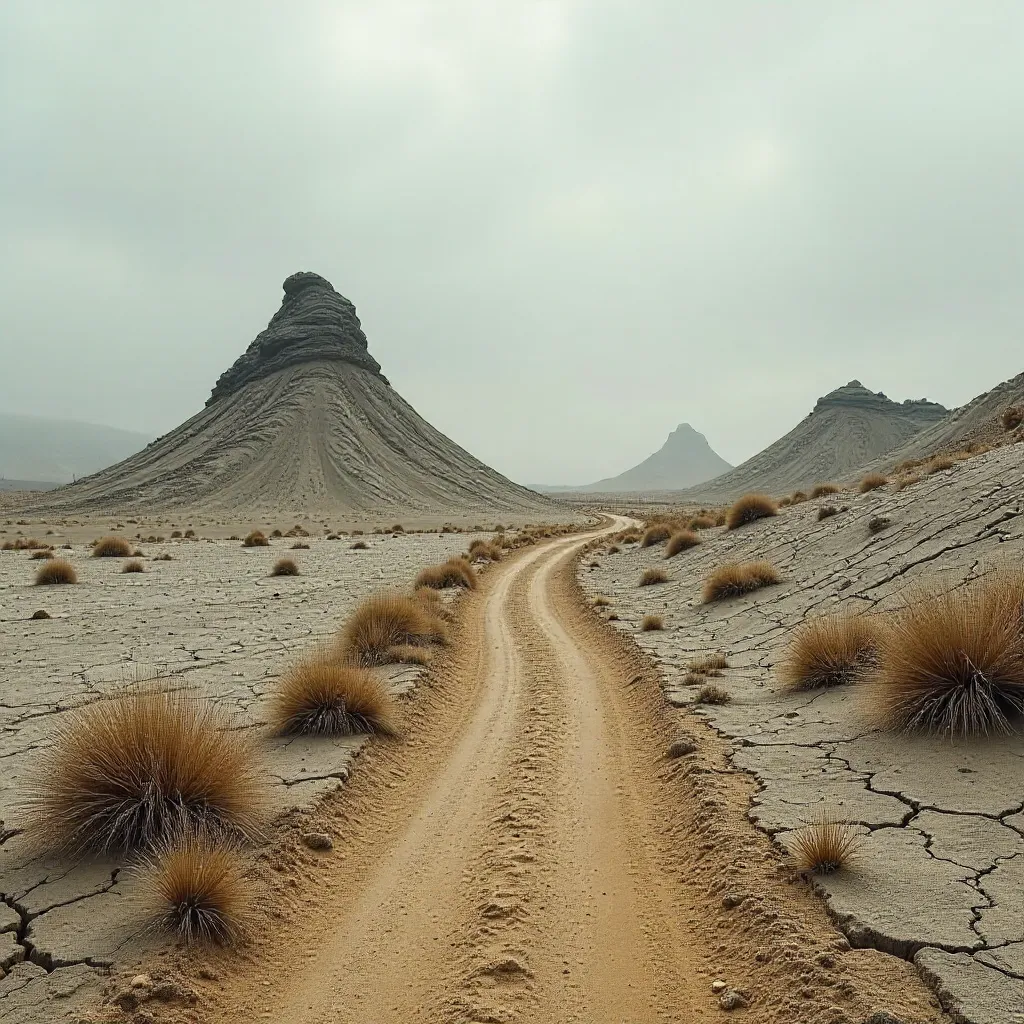 Solitude on a Winding Path Through Mud Volcanoes
