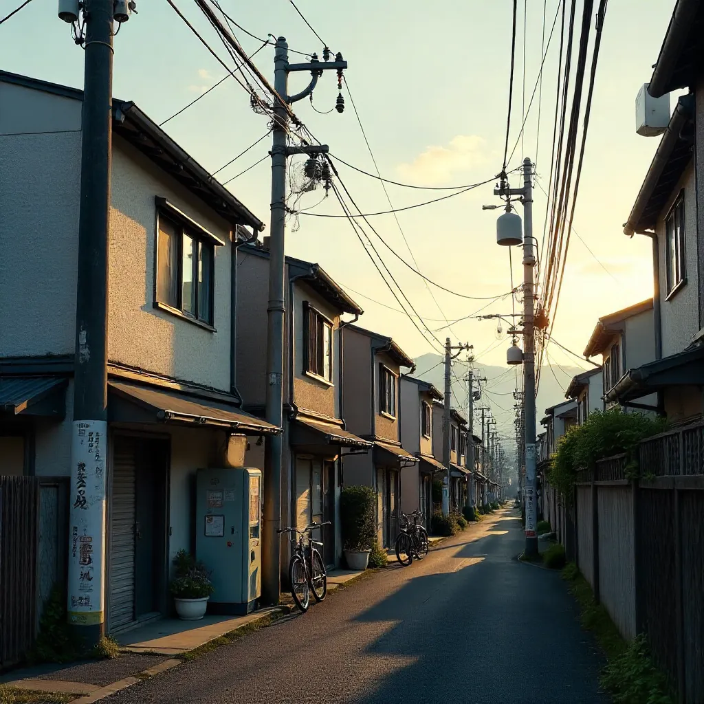 Power Lines in Front of Kyoto Apartments
