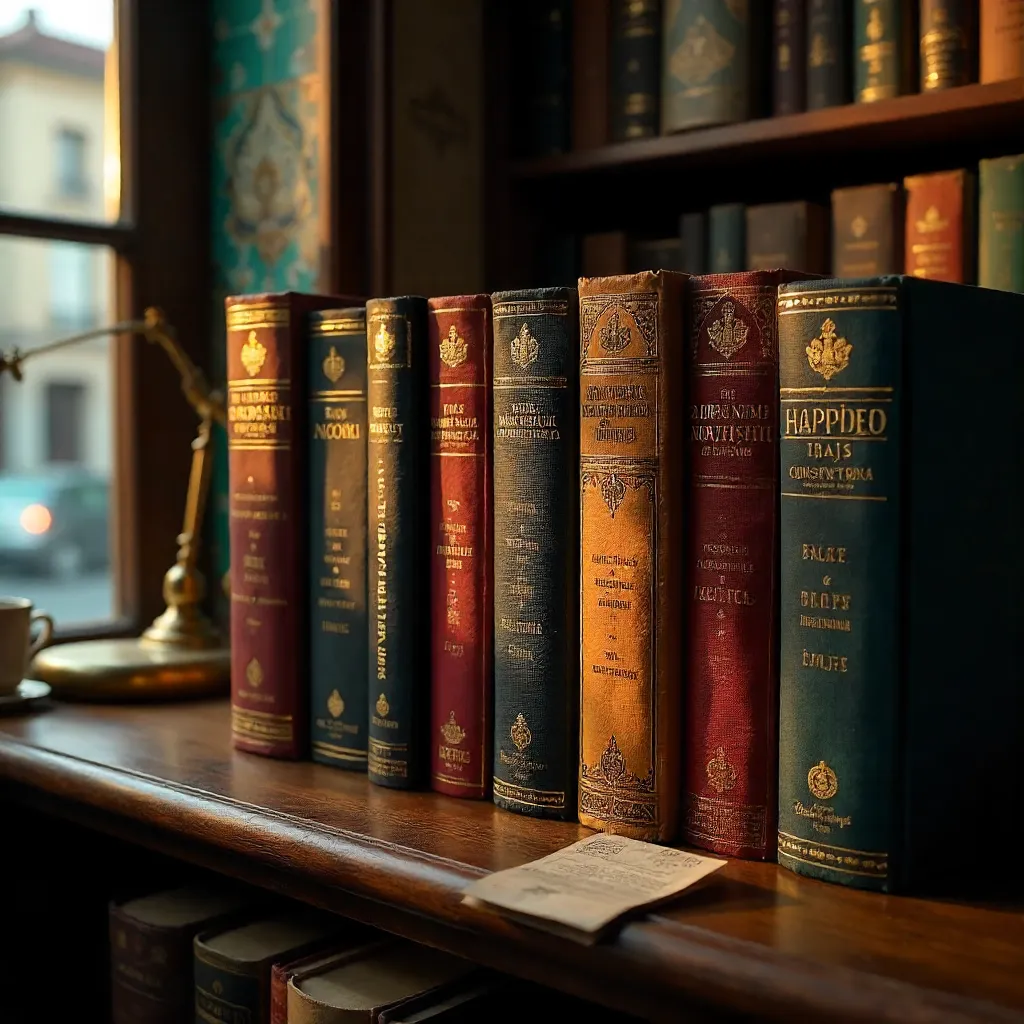Art Books on a Wooden Shelf in an Istanbul Bookstore