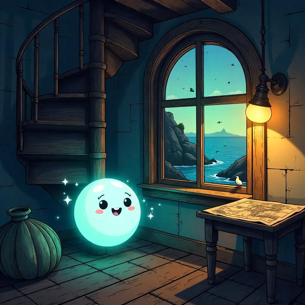 Cheerful Spirit Orb in a Lighthouse