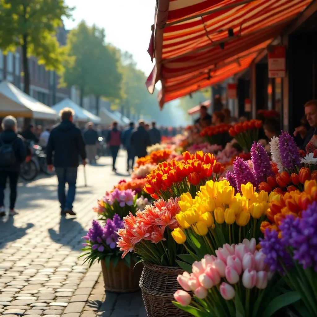 Colorful Flowers at a Hague Market Stall