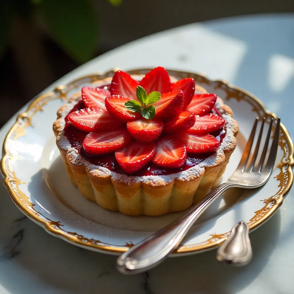 Mouthwatering Strawberry Tart on Ornate Plate