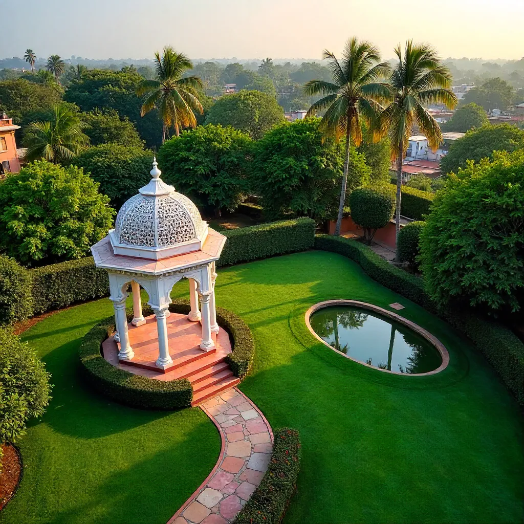 Aerial Garden Gazebo Over Petlad, Gujarat