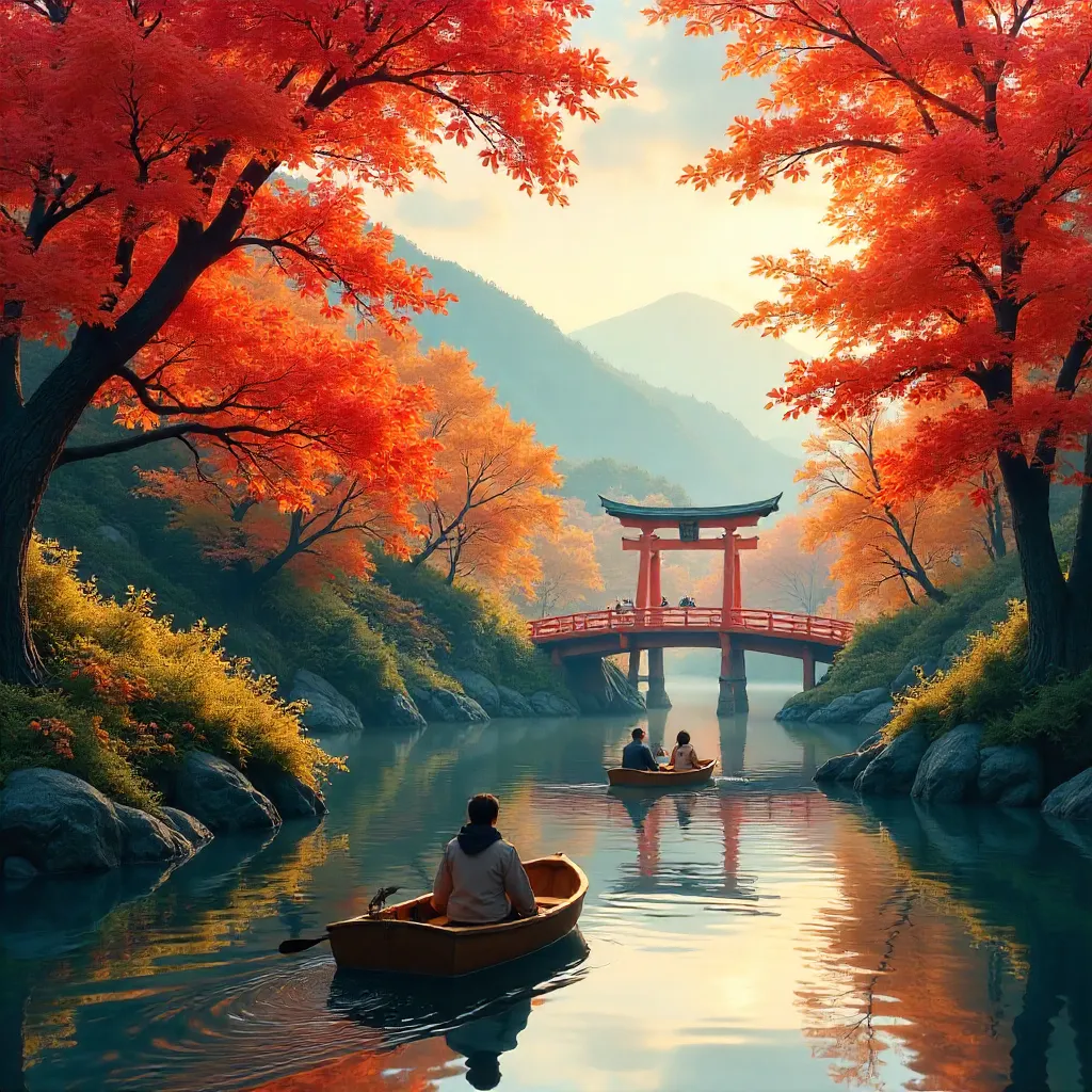 Autumn River Boating in Kyoto: Tranquil Foliage