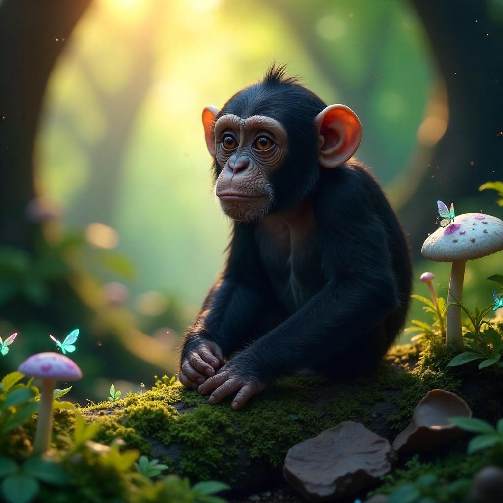 Photorealistic Chimp in a Fairy Wonderland