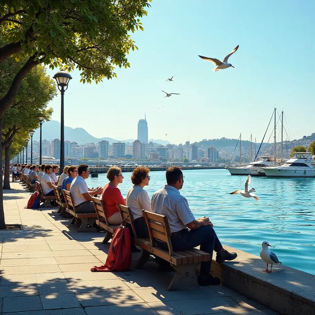 Serene Waterfront Gathering by the Port City