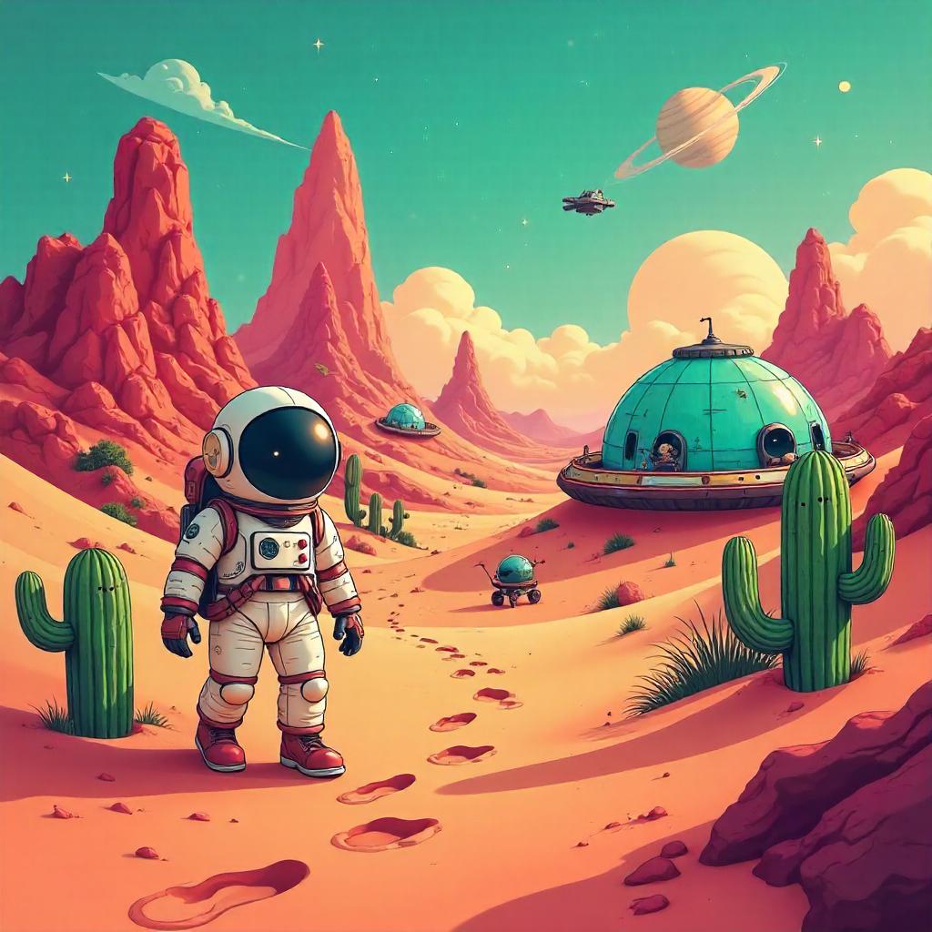 Desert Cartoon World Inside a Space Colony
