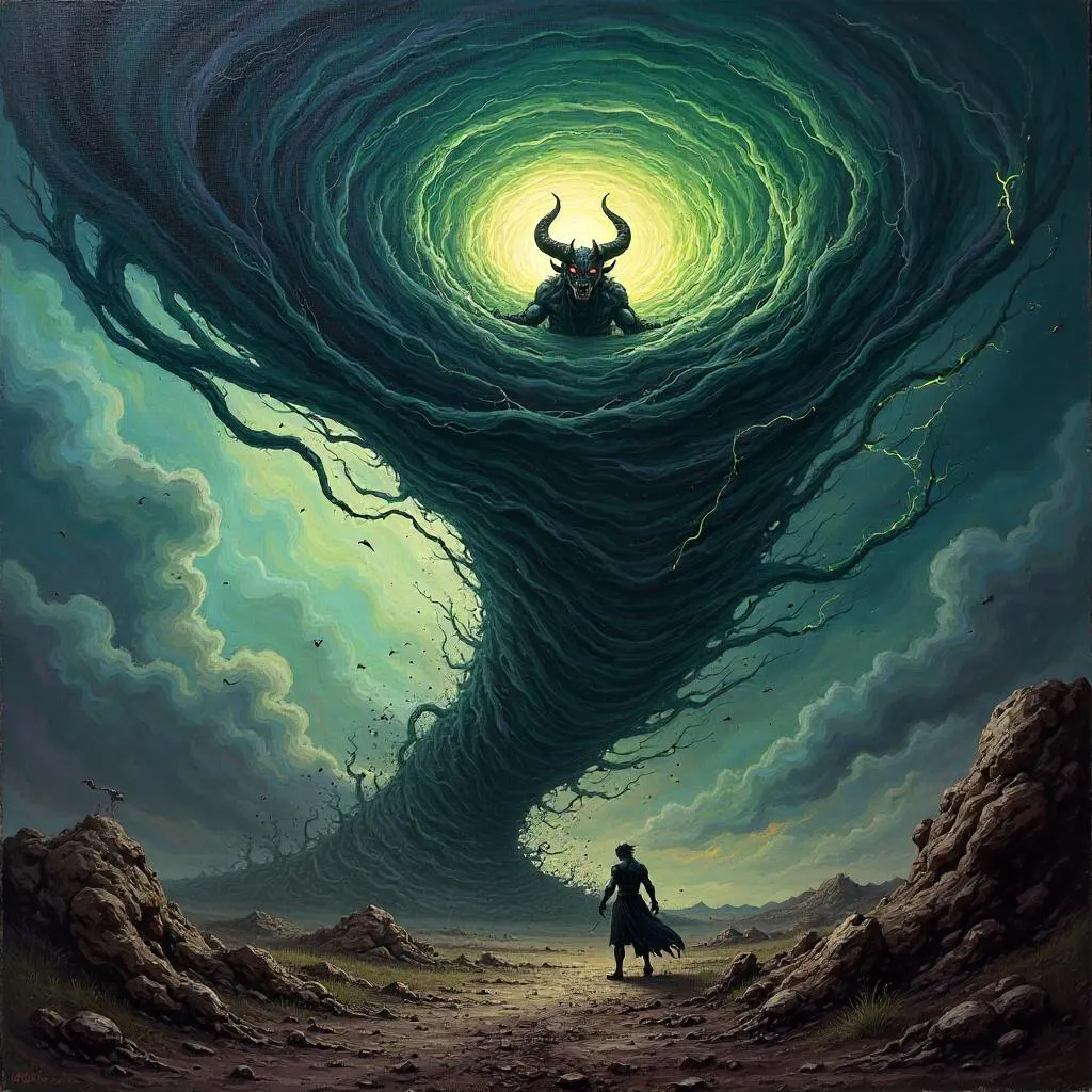 Demon in the Tempest: An Oil Painting