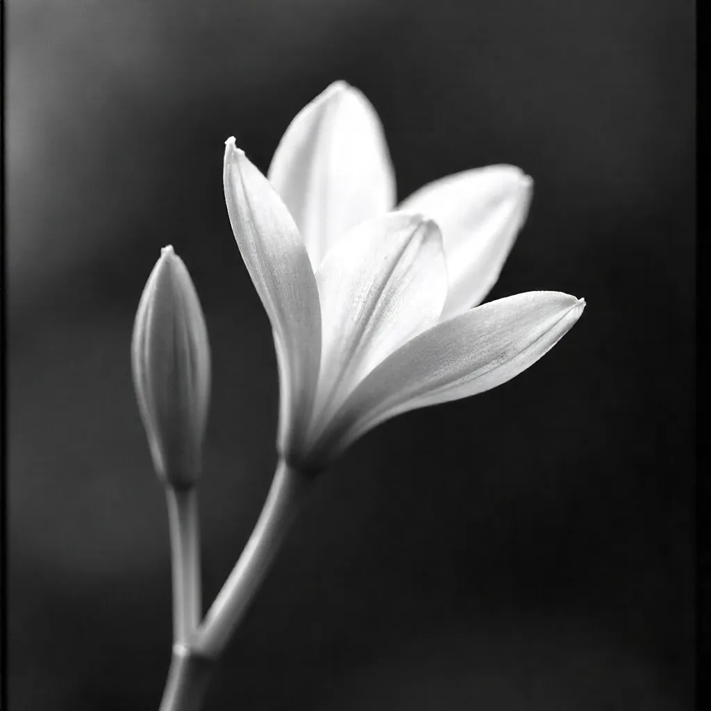 Delicate Black-and-White Freesia in Soft Focus