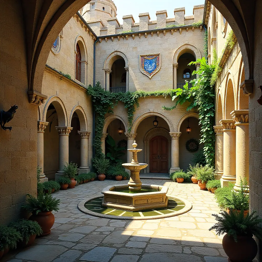 Courtyard of a Medieval Castle: Artful Architecture