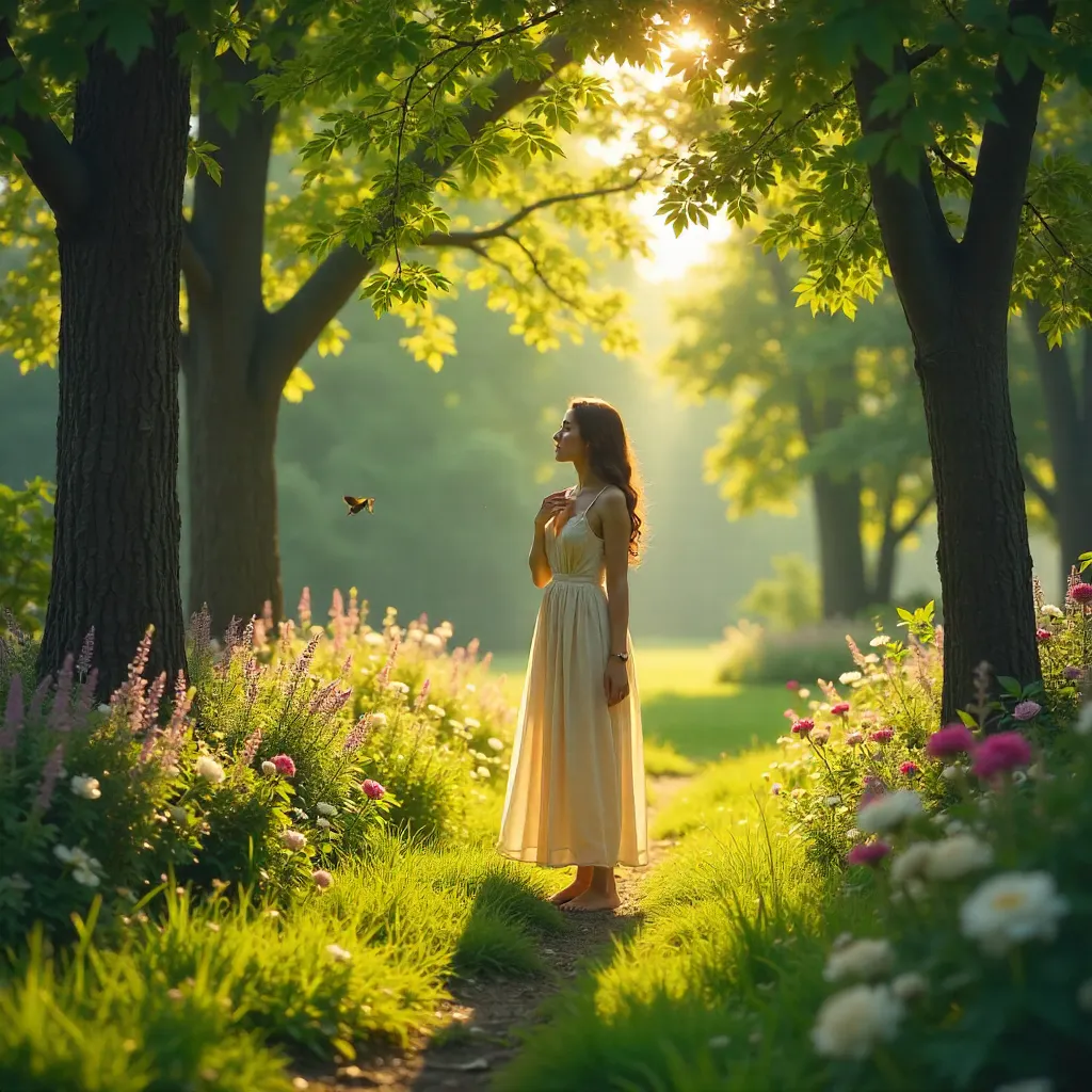 Embracing Nature in a Sunlit Garden
