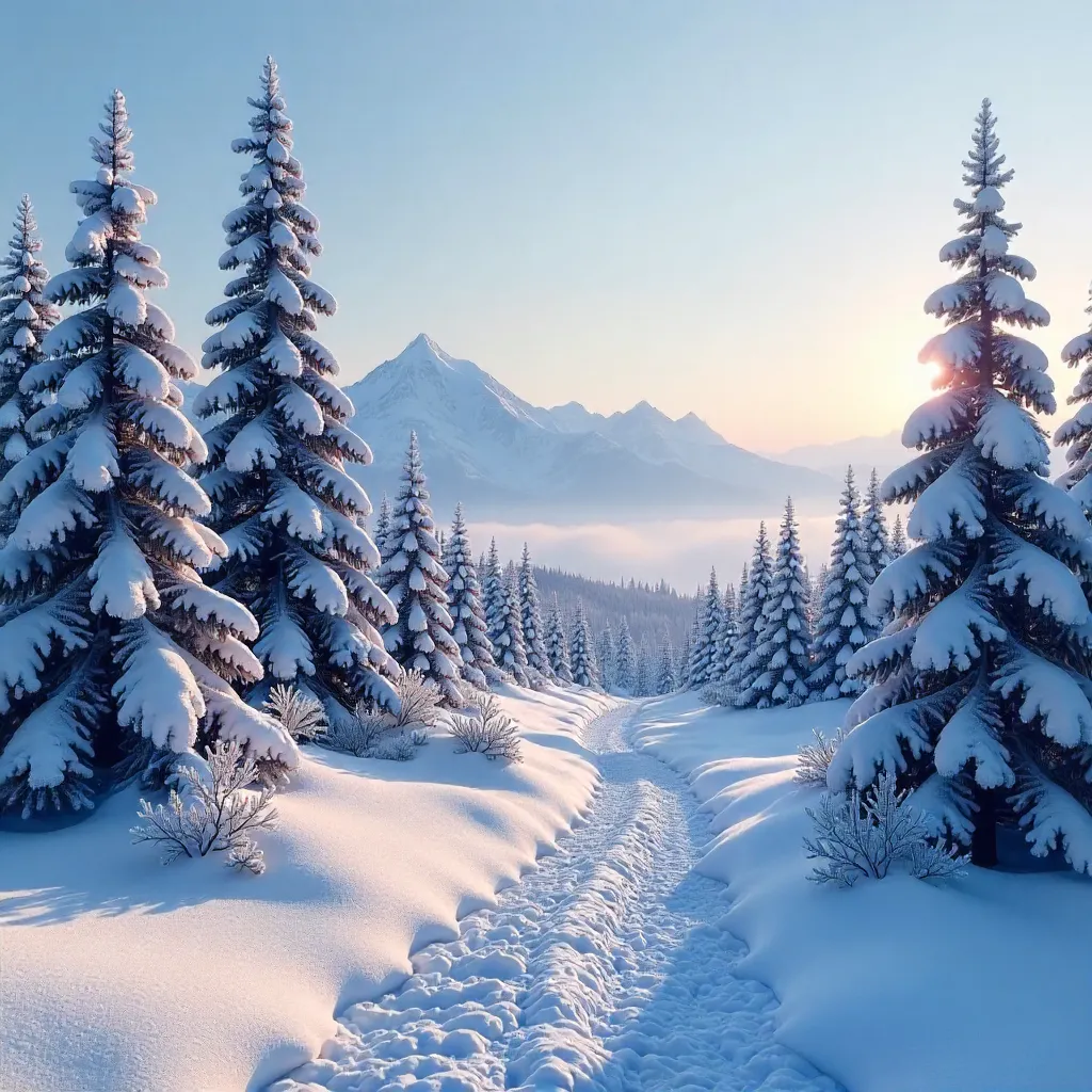 Serene Winter Forest in Anchorage, Alaska