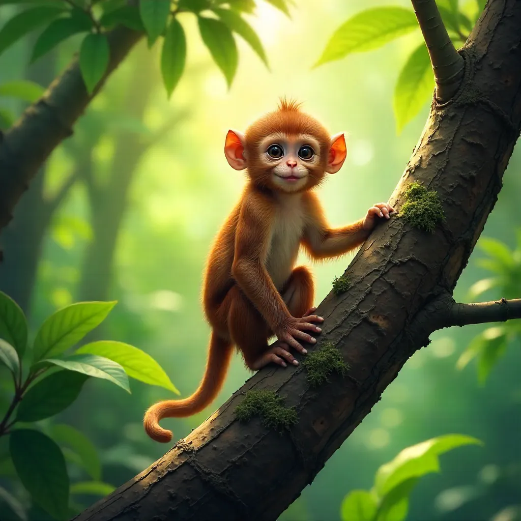 Lively Monkey in Lush Outdoor Jungle