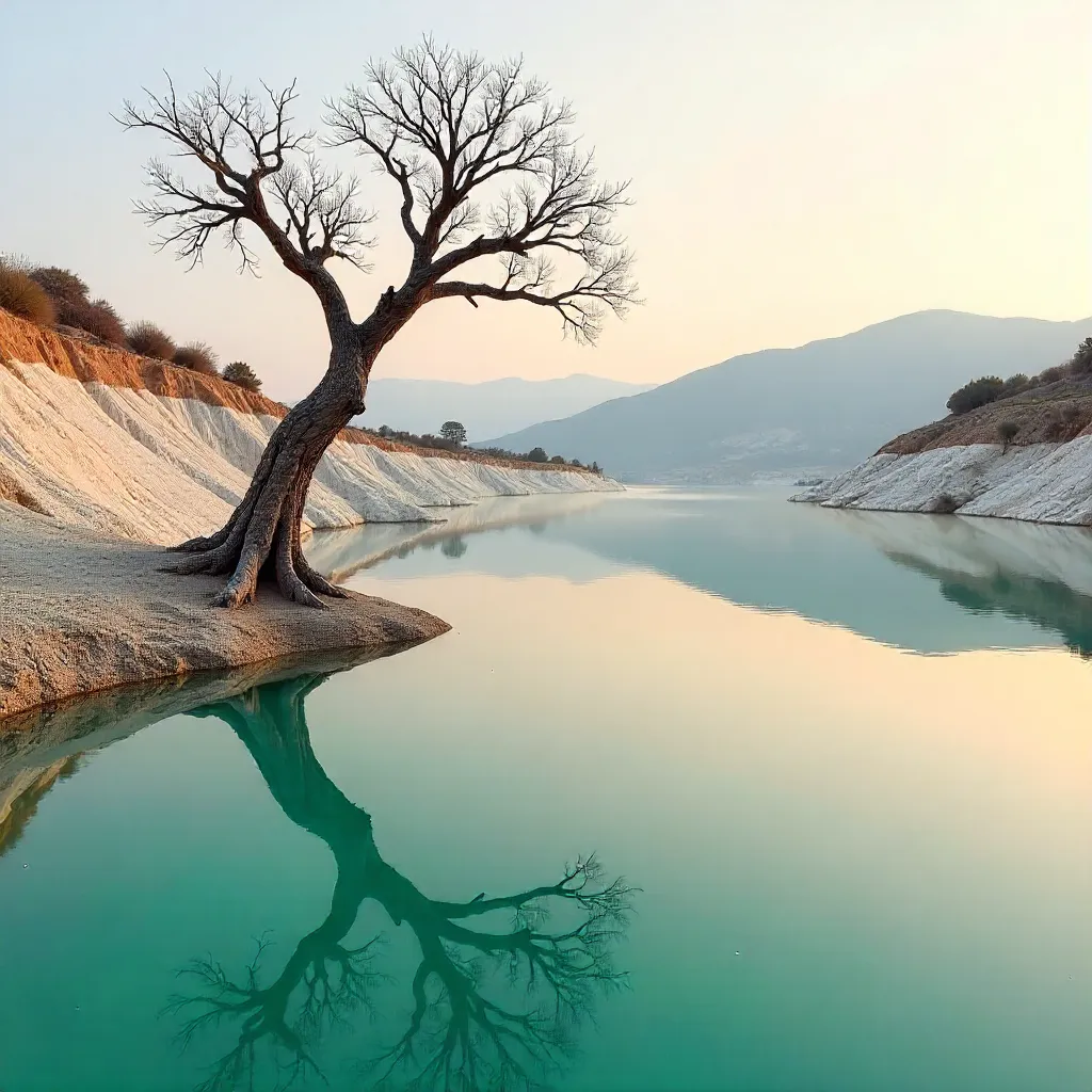 Reflection of a Dry Tree at Hierve el Agua, Oaxaca