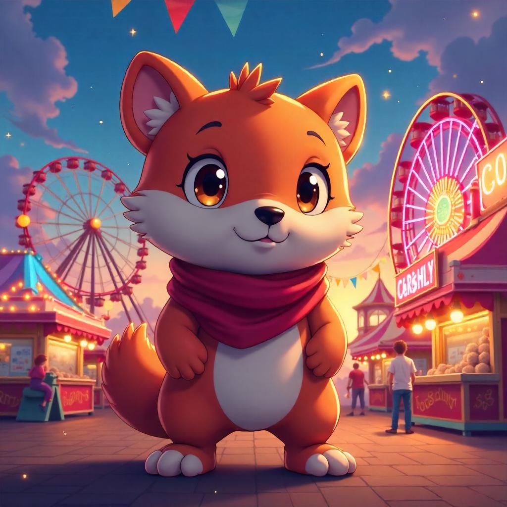 Anime Mongoose Adventurer in Amusement Park