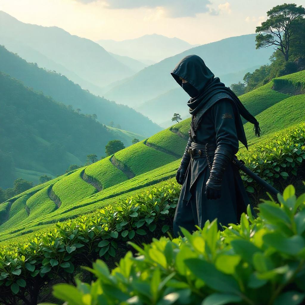 Ninja in a Tea Plantation - Concept Art