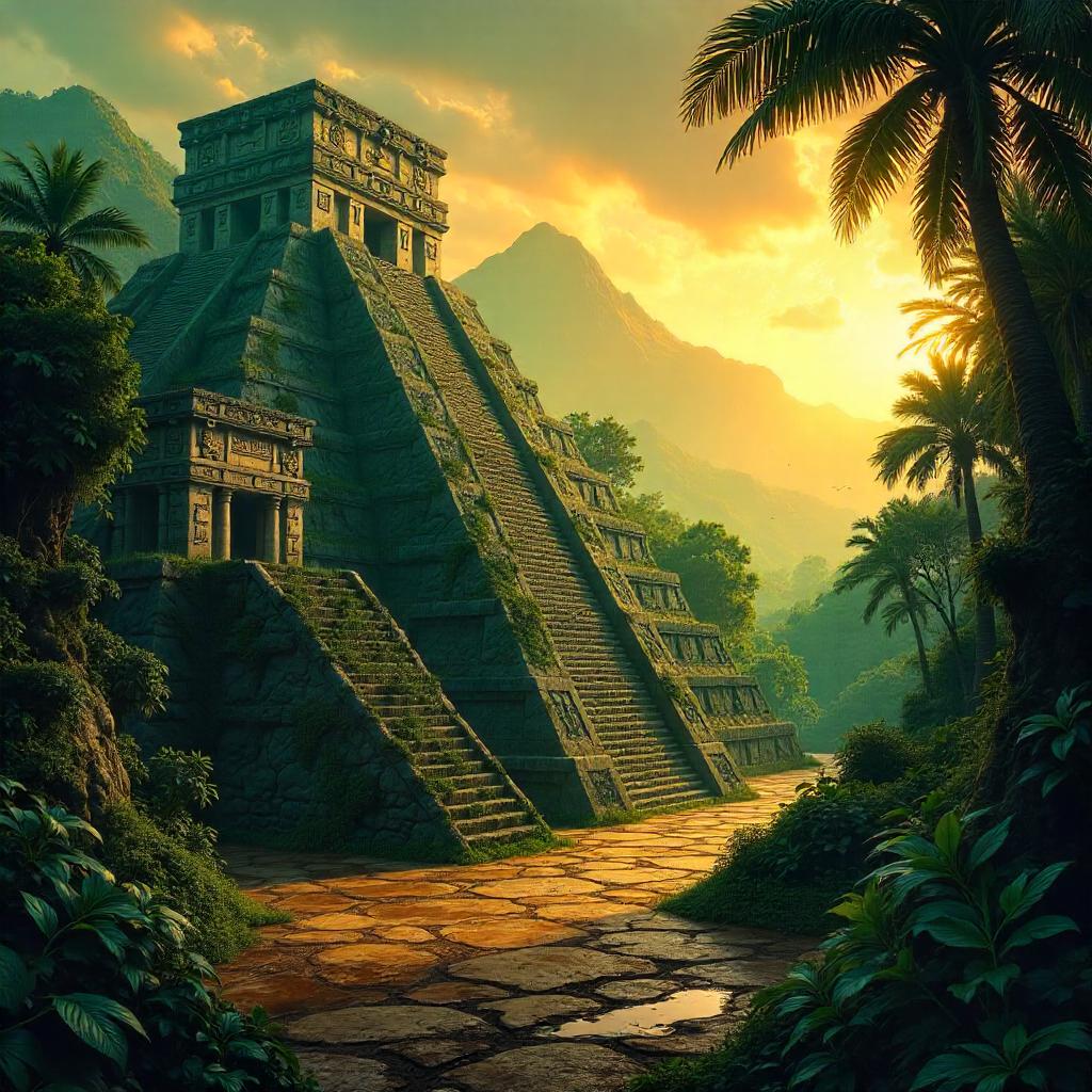 Verdant Maya Ruins: A Cinematic Concept Art Scene