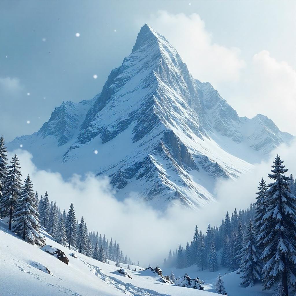 Photorealistic 3D Mountain in a Blizzard - Cinematic Render