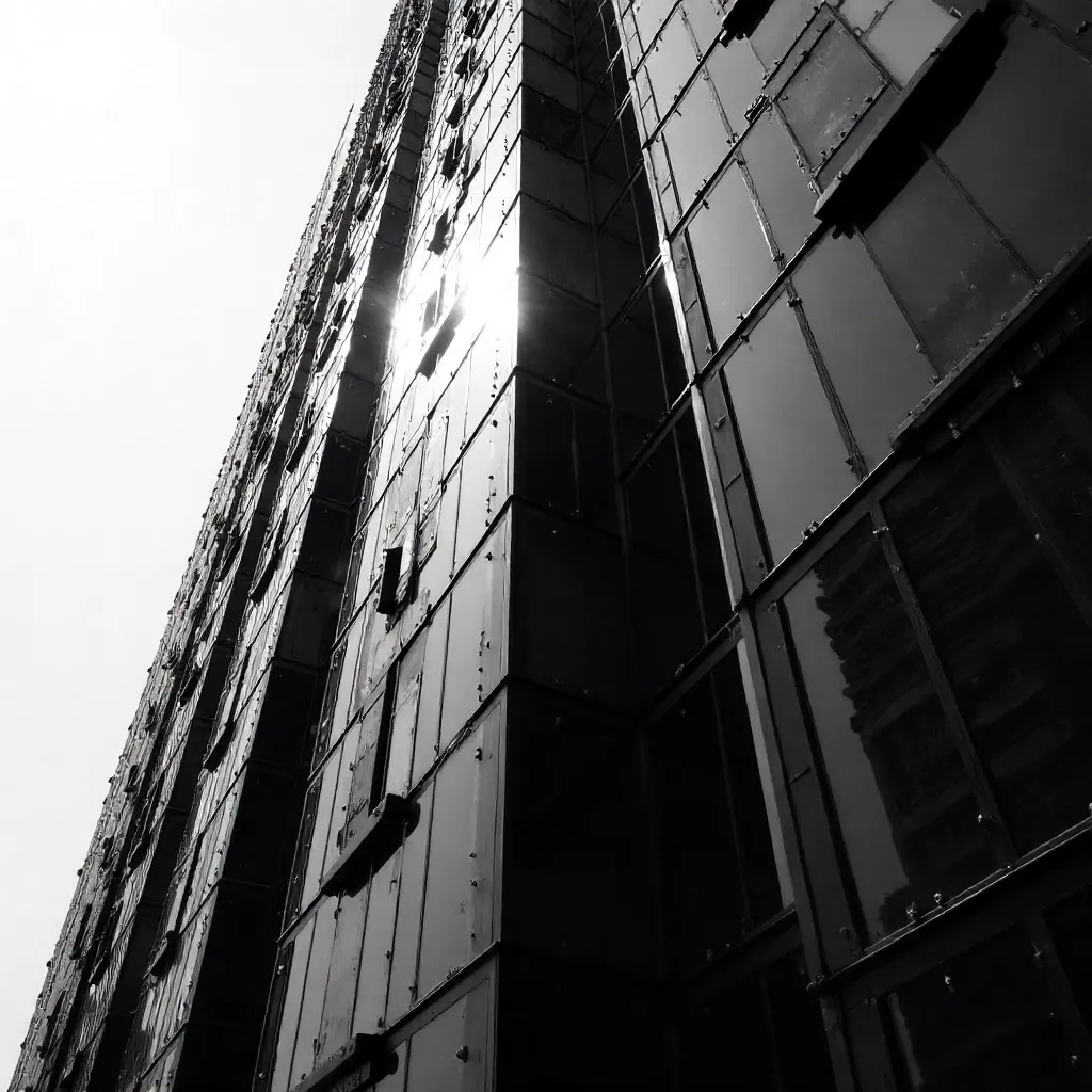 Monochrome Dubai Skyscraper Facade – Abstract View
