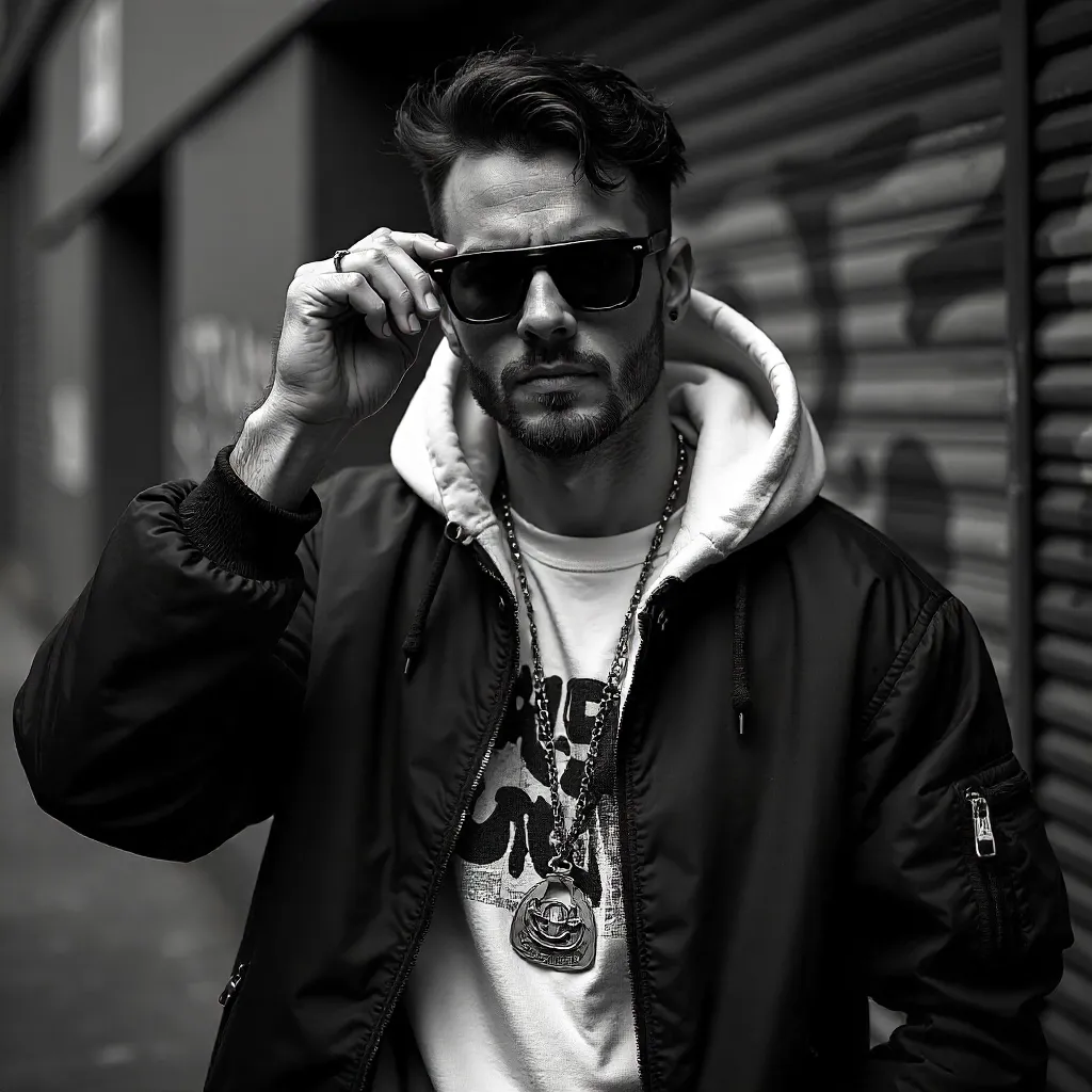 Black and White Urban Streetwear Portrait