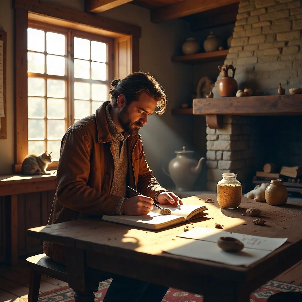 Archaeologist in a Cozy Cottage Study