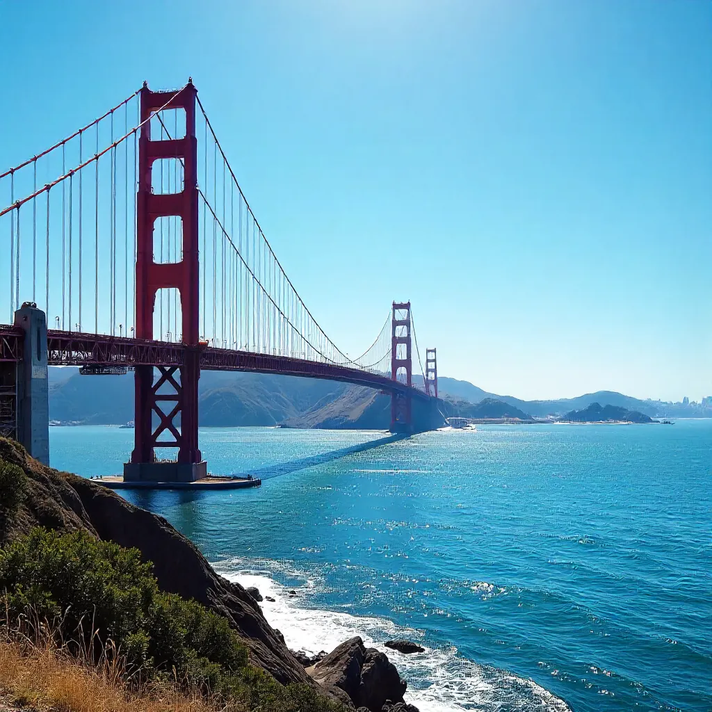 Golden Gate Bridge Under a Clear Blue Sky