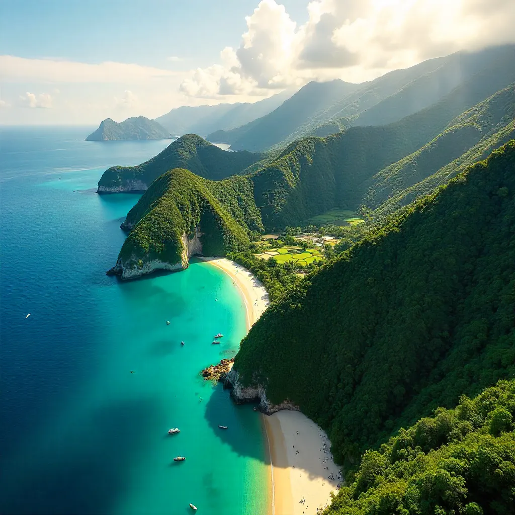 Stunning Aerial View: Philippine Hills and Coastline