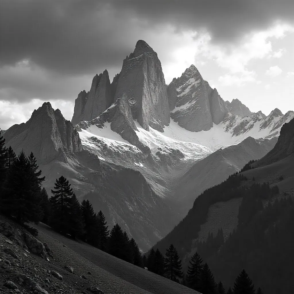 Dramatic Monochrome Italian Alps Peaks