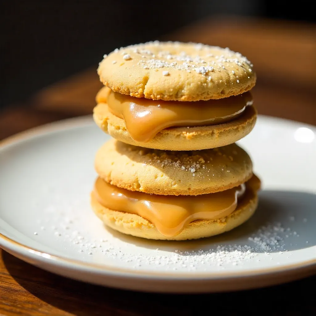Creamy Argentinian Alfajores Stack on Plate