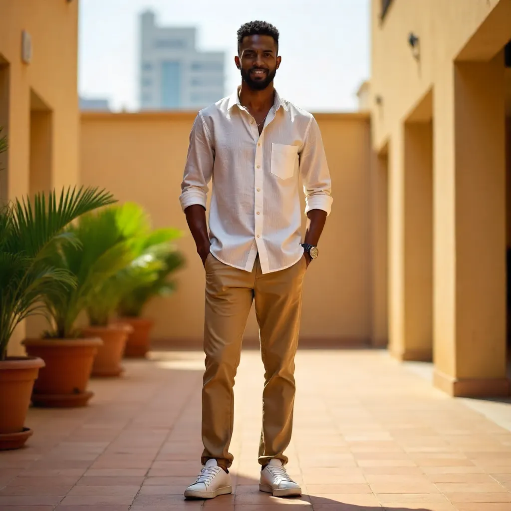Relaxed Portrait in Abuja Courtyard