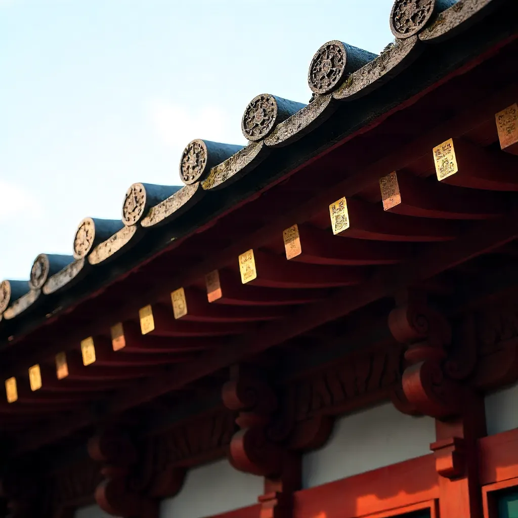 Close-Up of Ornate Kyoto Temple Roof