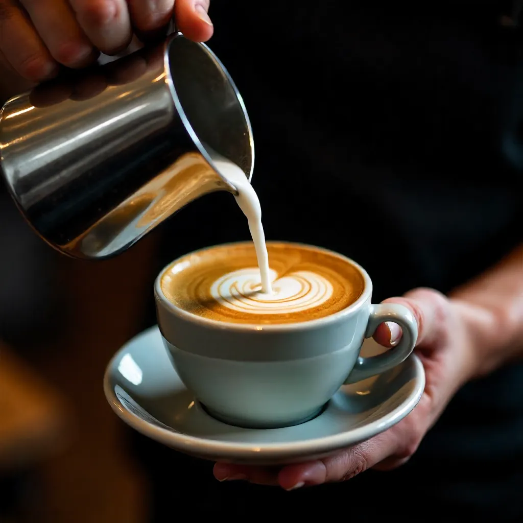 Close-Up Pour for Cappuccino