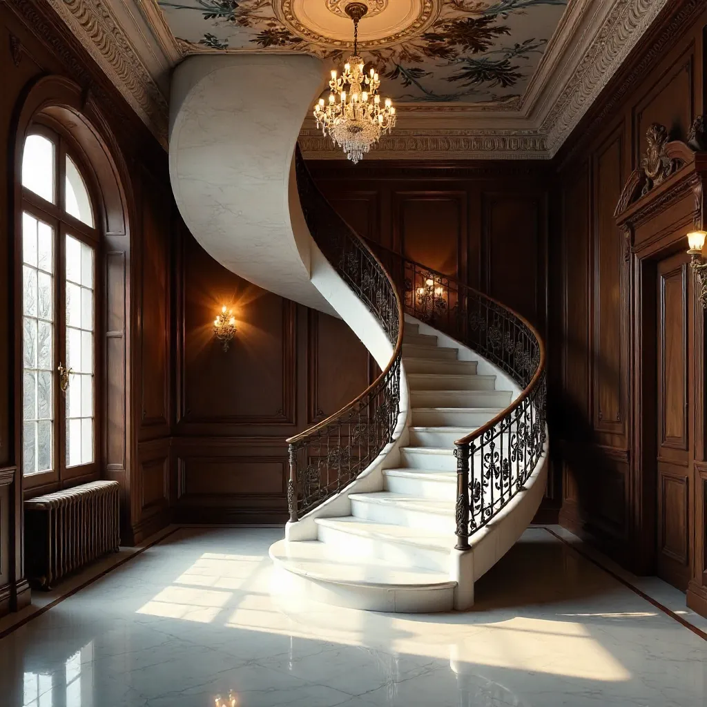 Elegant Spiral Staircase in Hamburg, Intricate Ironwork