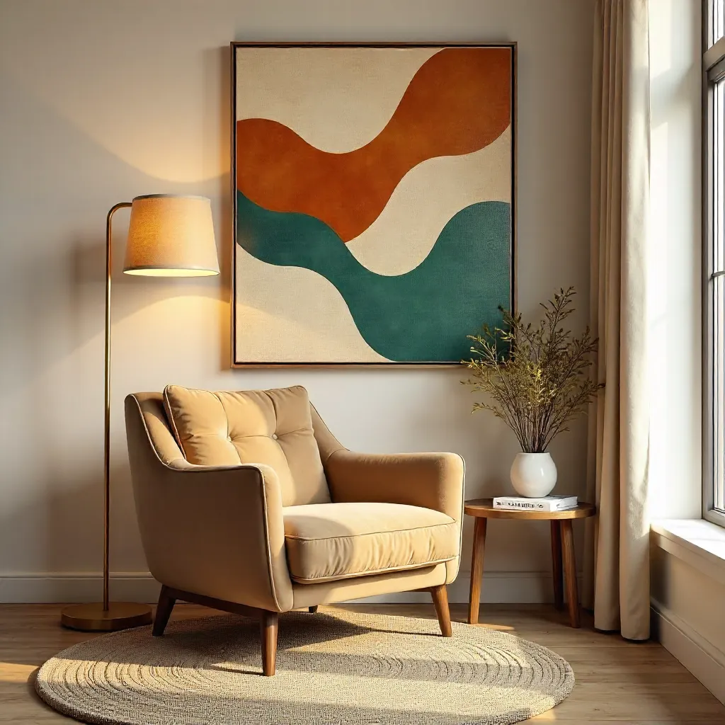 Cozy Modern Corner with Armchair and Abstract Art