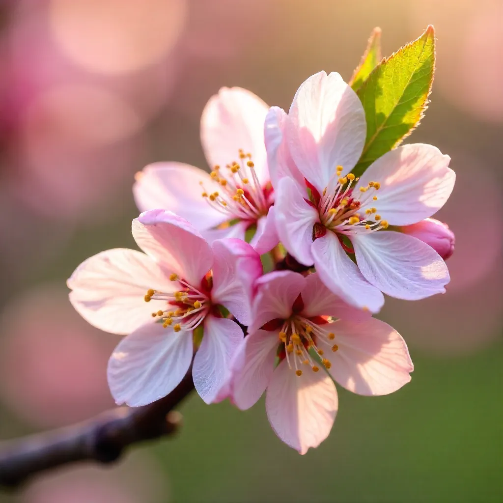 Delicate Pink and White Apple Blossoms in Spring