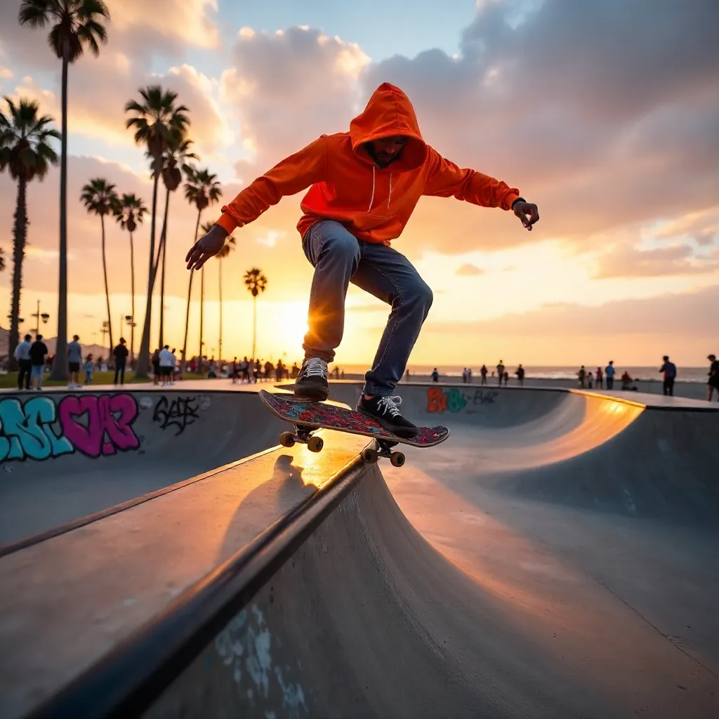 Golden Hour Grind at Venice Beach Skatepark