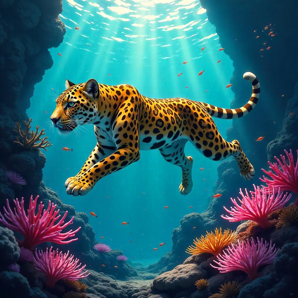 Leopard Concept Art in a Coral Reef