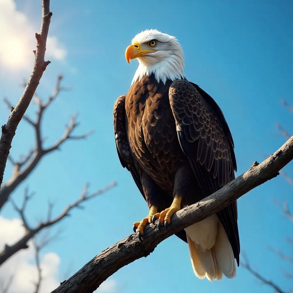 Majestic Bald Eagle on a Leafless Branch